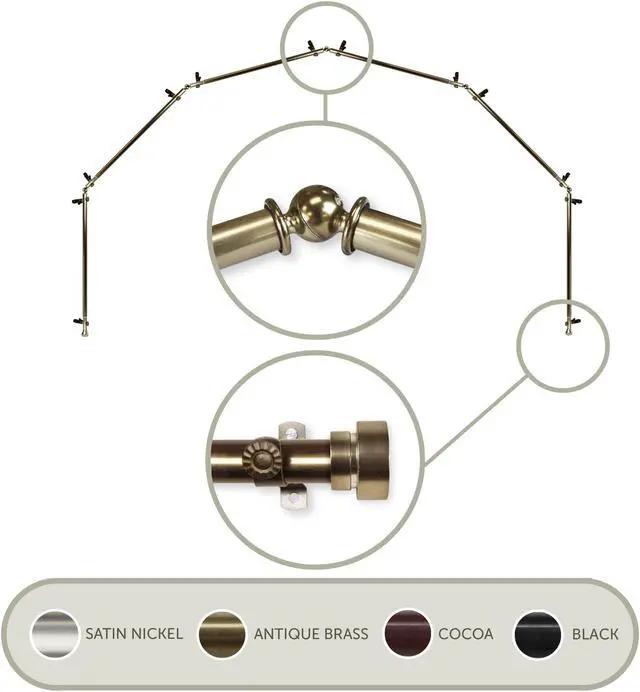 Main image of Thornhill 13/16 inch 6-Sided Bay Window Curtain Rod - Antique Brass