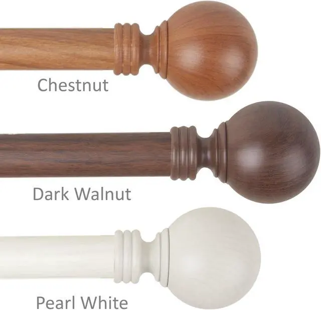 Main image of 1 inch Round Faux Wood Curtain Rod 28-48" - Chestnut