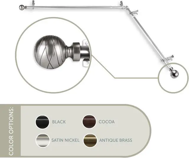 Main image of Lynn Corner Window Curtain Rod 13/16 inch 28-48" - Satin Nickel