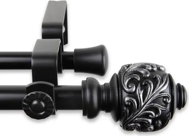 Main image of Ivana Double Curtain Rod 5/8 inch 84-120 Inch - Black