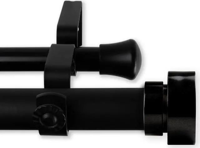 Main image of Brett Double Curtain Rod 1 inch 28-48 inch - Black