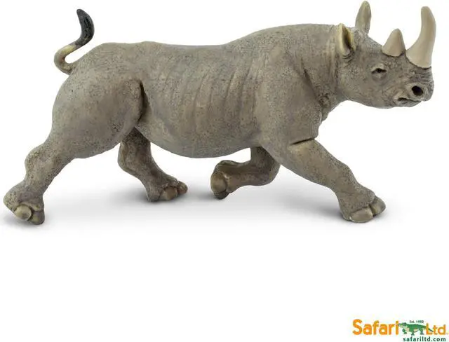 Alt view image 7 of 7 - Wild Safari Wildlife Black Rhino Safari Ltd Animal Educational Toy Figure