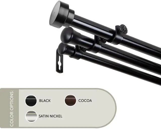 Main image of 13/16 inch Thornhill Triple Curtain Rod 48-84" - Black