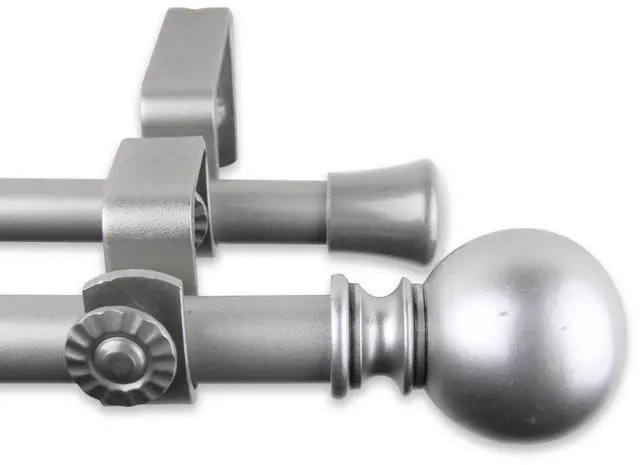 Main image of Mona Double Curtain Rod 5/8 inch 28-48 Inch - Satin Nickel