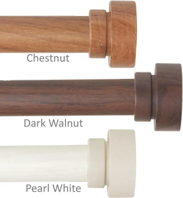 Main image of 1 inch Brett Faux Wood Curtain Rod 120-170" - Dark Walnut
