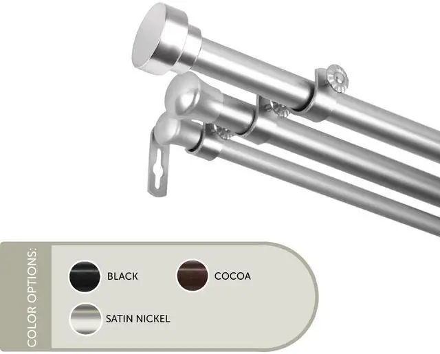 Main image of 13/16 inch Thornhill Triple Curtain Rod 28-48" - Satin Nickel