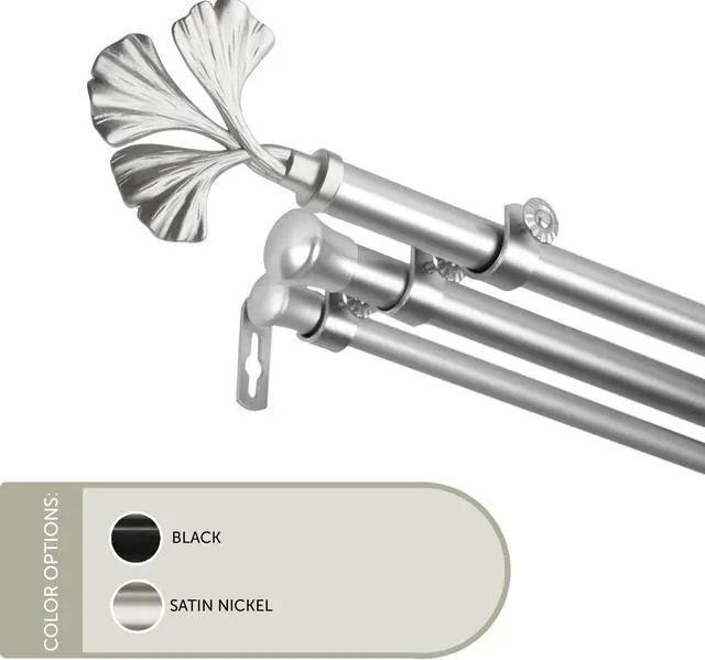 Main image of 13/16 inch Maidenhair Triple Curtain Rod 48-84" - Satin Nickel