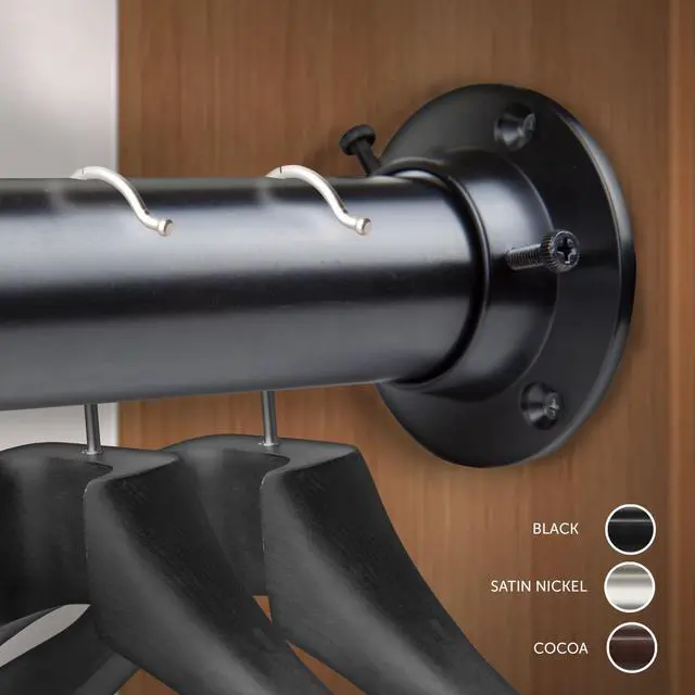 Main image of 1.5 inch Adjustable 66-115" Room Divider/Closet Rod (Rod and Socket Set) - Black