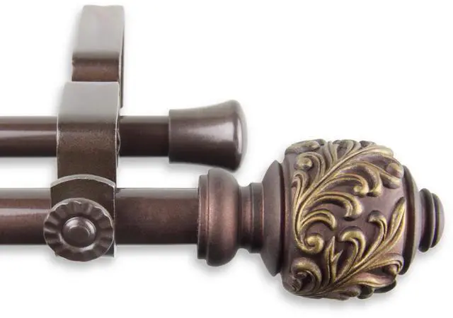 Main image of Ivana Double Curtain Rod 5/8 inch 48-84 Inch - Cocoa
