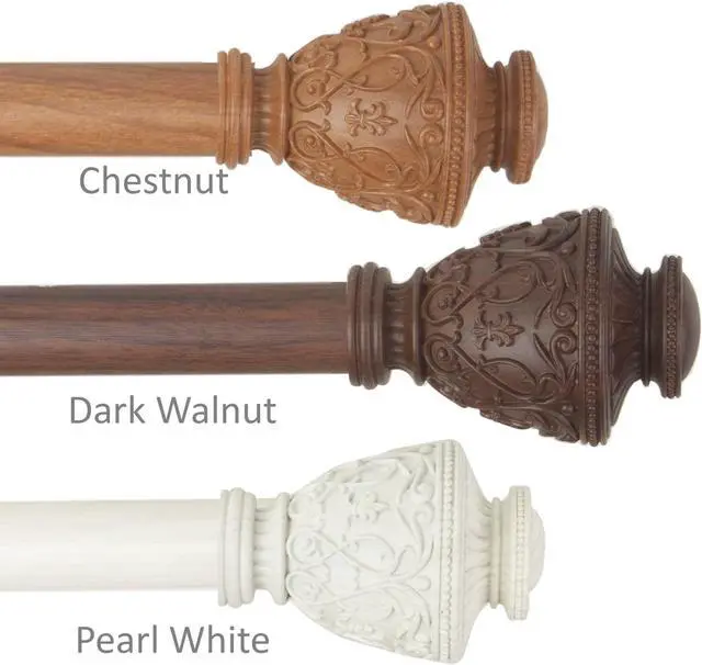 Main image of 1 inch Virginia Faux Wood Curtain Rod 160-240" - Dark Walnut