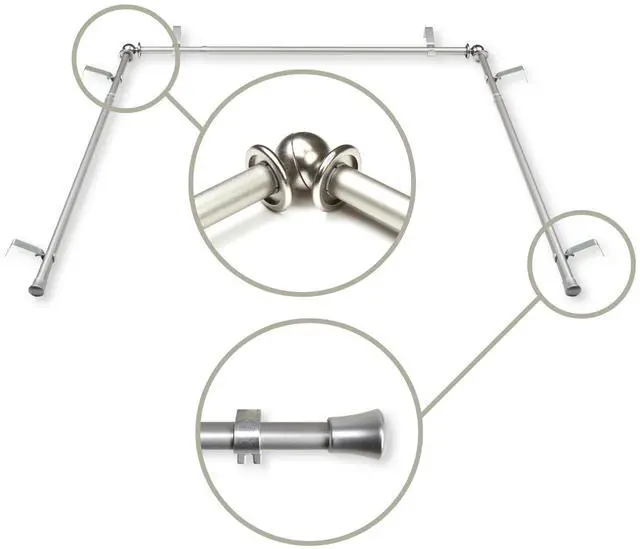 Main image of Basic 5/8 inch Bay Curtain Rod 20"-36", 38"-72" - Satin Nickel
