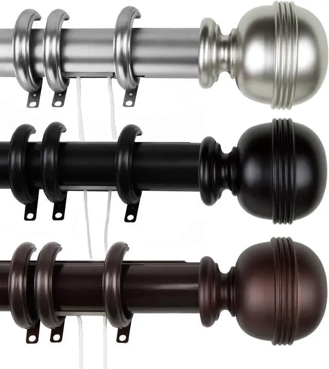 Main image of Victor Decorative Traverse Rod w/ Rings 30-48" - Cocoa