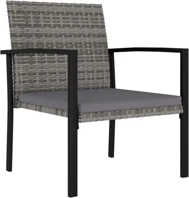 Alt view image 6 of 12 - vidaXL 5 Piece Garden Dining Set Poly Rattan Gray