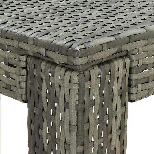 Alt view image 5 of 14 - vidaXL Patio Bar Table Outdoor Pub Table Bistro Counter Table PE Rattan Gray
