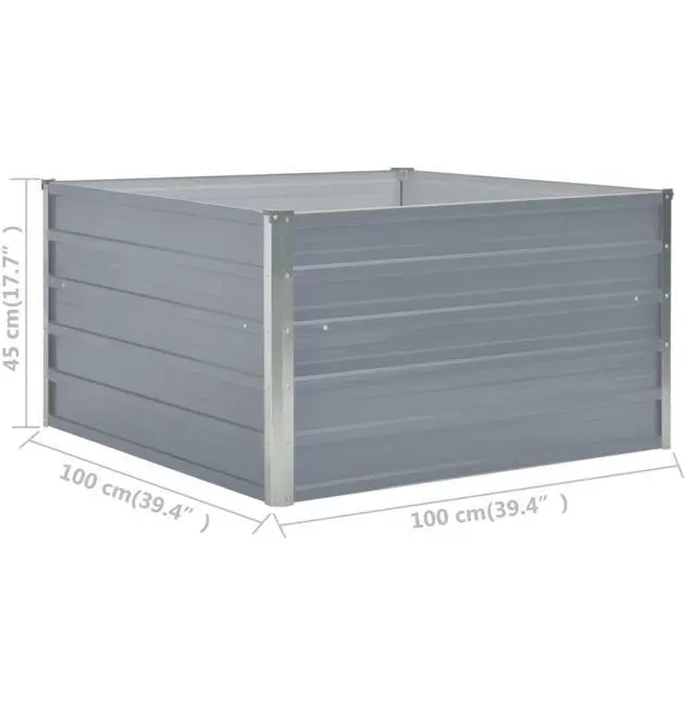 Alt view image 12 of 13 - vidaXL Raised Garden Bed Galvanized Steel Gray Planter Flower Box Outdoor