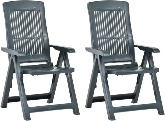Main image of vidaXL Outdoor Recliner Chairs 2 Pcs Reclining Chair with Armrest Plastic Green