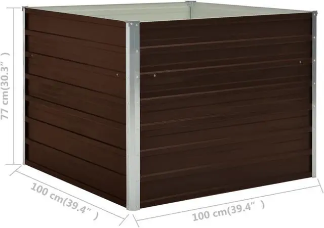 Alt view image 12 of 13 - vidaXL Raised Garden Bed Patio Raised Flower Bed Galvanized Steel Planter Brown