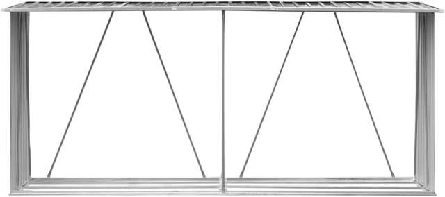 Alt view image 9 of 13 - vidaXL Log Storage Shed, Log Holder with Roof Anthracite Galvanized Steel 129.9"