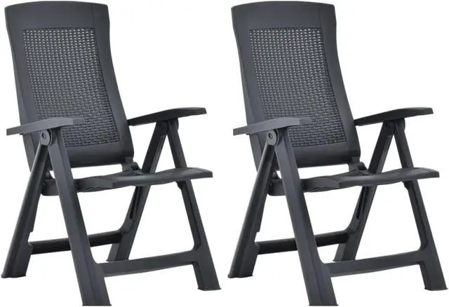 Main image of vidaXL Outdoor Recliner Chairs 2 Pcs Patio Reclining Chair Plastic Anthracite