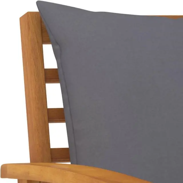 Alt view image 11 of 13 - vidaXL Patio Chairs 2 Pcs Dining Chair with Dark Gray Cushion Solid Wood Acacia