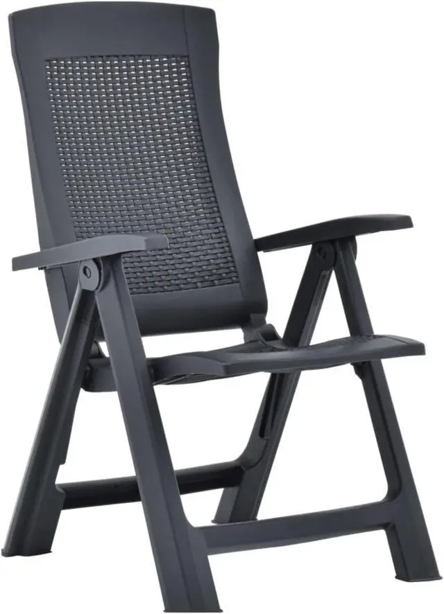 Alt view image 2 of 16 - vidaXL Outdoor Recliner Chairs 2 Pcs Patio Reclining Chair Plastic Anthracite