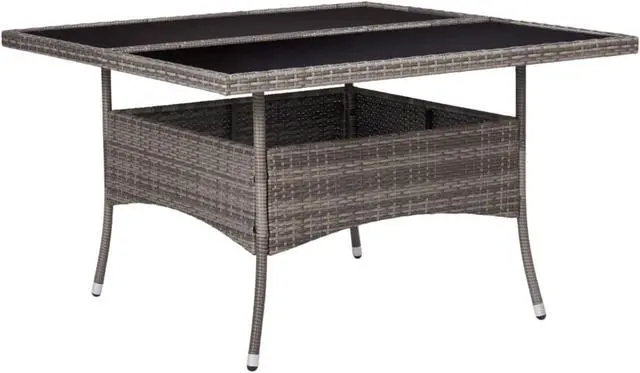 Main image of vidaXL Patio Dining Table Garden Furniture for Front Porch PE Rattan Gray
