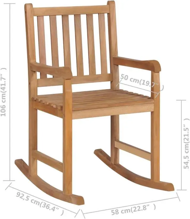 Alt view image 10 of 12 - vidaXL Rocking Chair Glider Chair Patio Chair Nursery Chair Solid Wood Teak
