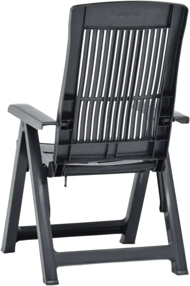 Alt view image 4 of 17 - vidaXL Garden Reclining Chairs 2 pcs Plastic Anthracite