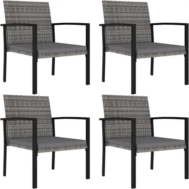 Alt view image 5 of 12 - vidaXL 5 Piece Garden Dining Set Poly Rattan Gray