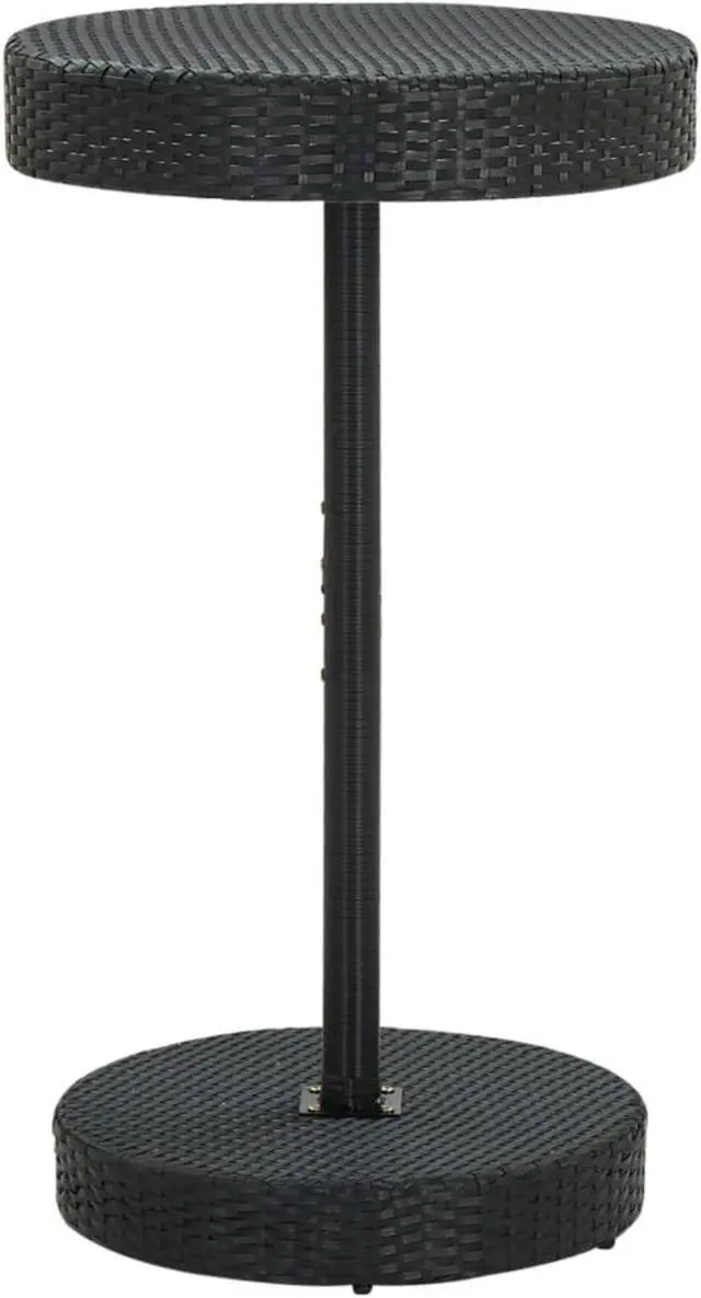 Main image of vidaXL Patio Table Black 23.8" Poly Rattan Outdoor Garden Coffee Tea Table