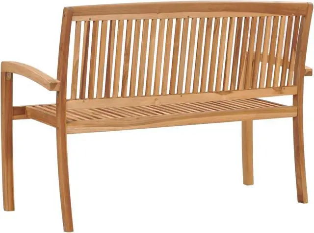 Alt view image 4 of 6 - vidaXL 2-Seater Stacking Garden Bench 47.2" Solid Teak Wood