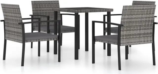Main image of vidaXL 5 Piece Garden Dining Set Poly Rattan Gray