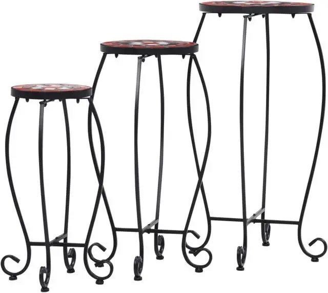 Alt view image 10 of 13 - vidaXL Plant Table 3 Pcs Flower Pot Stand for Patio Terracotta and White Ceramic