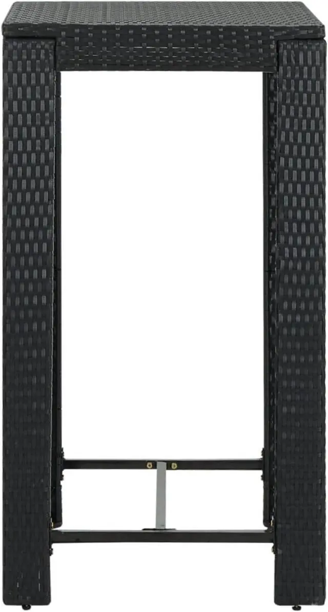 Alt view image 2 of 11 - vidaXL Bar Table Outdoor Pub Table Bistro Counter Height Table PE Rattan Black