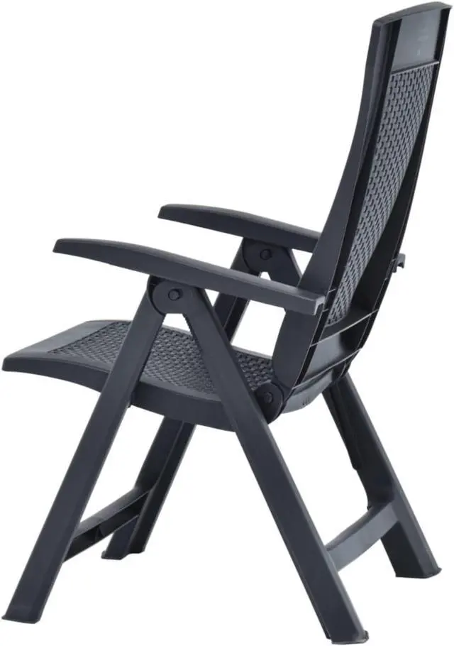 Alt view image 6 of 16 - vidaXL Outdoor Recliner Chairs 2 Pcs Patio Reclining Chair Plastic Anthracite