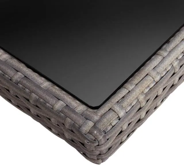 Alt view image 3 of 10 - vidaXL Patio Dining Table Garden Furniture for Front Porch PE Rattan Gray