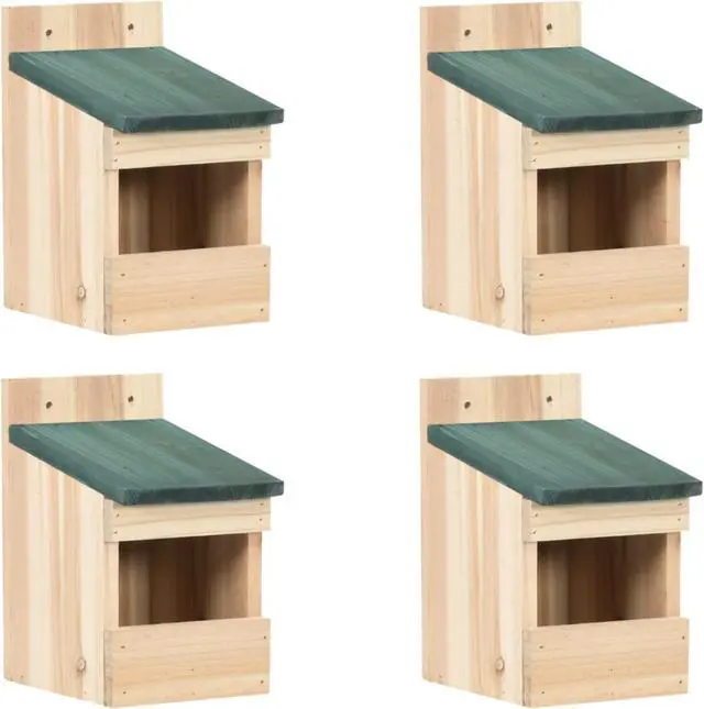 Alt view image 5 of 15 - vidaXL 4x Firwood Bird Houses 4.7"x6.3"x7.9" Bird Nesting Box Cage Aviary