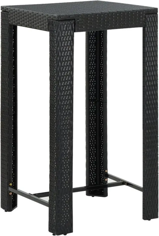 Main image of vidaXL Bar Table Outdoor Pub Table Bistro Counter Height Table PE Rattan Black