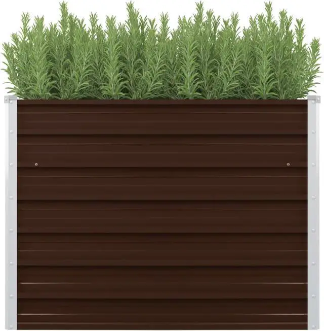 Alt view image 7 of 13 - vidaXL Raised Garden Bed Patio Raised Flower Bed Galvanized Steel Planter Brown