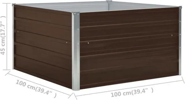 Alt view image 12 of 13 - vidaXL Raised Garden Bed Galvanized Steel Brown Planter Flower Box Outdoor
