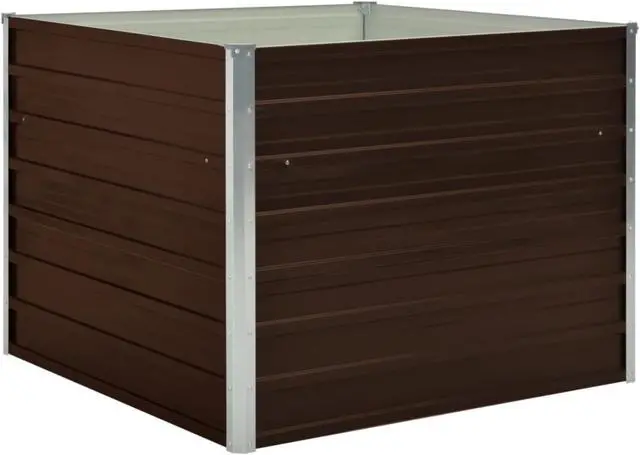 Alt view image 9 of 13 - vidaXL Raised Garden Bed Patio Raised Flower Bed Galvanized Steel Planter Brown