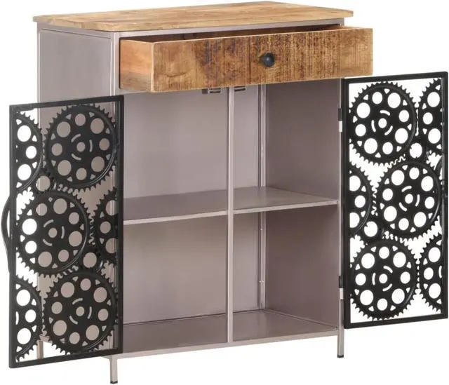 Alt view image 13 of 13 - vidaXL Sideboard Storage Sideboard Cabinet for Entryway Rough Mango Wood & Iron