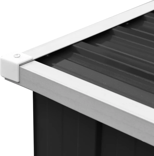 Alt view image 11 of 13 - vidaXL Log Storage Shed, Log Holder with Roof Anthracite Galvanized Steel 129.9"