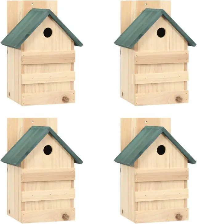 Alt view image 7 of 16 - vidaXL Bird House 4 Pcs Wooden Bird House for Finch Bluebird Solid Wood Fir