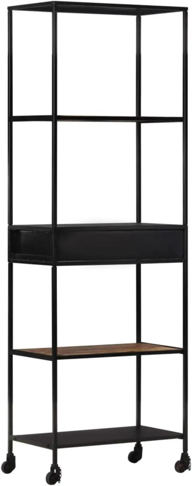 Alt view image 11 of 13 - vidaXL Bookshelf Storage Shelf Shelving Book Cabinet Rough Mango Wood and Iron