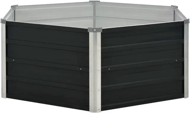 Alt view image 13 of 14 - vidaXL Raised Garden Bed Anthracite Galvanized Steel Planter Flower Outdoor