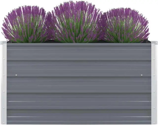 Alt view image 7 of 13 - vidaXL Raised Garden Bed Galvanized Steel Gray Planter Flower Box Outdoor