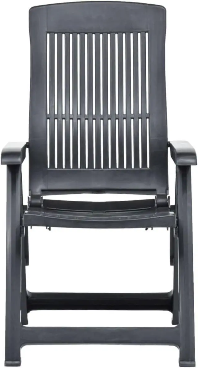 Alt view image 3 of 17 - vidaXL Garden Reclining Chairs 2 pcs Plastic Anthracite