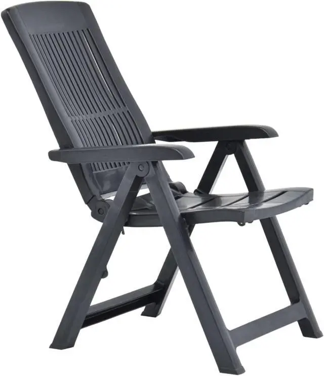 Alt view image 5 of 17 - vidaXL Garden Reclining Chairs 2 pcs Plastic Anthracite