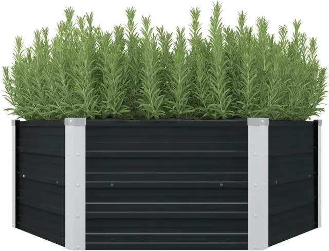 Alt view image 11 of 14 - vidaXL Raised Garden Bed Anthracite Galvanized Steel Planter Flower Outdoor